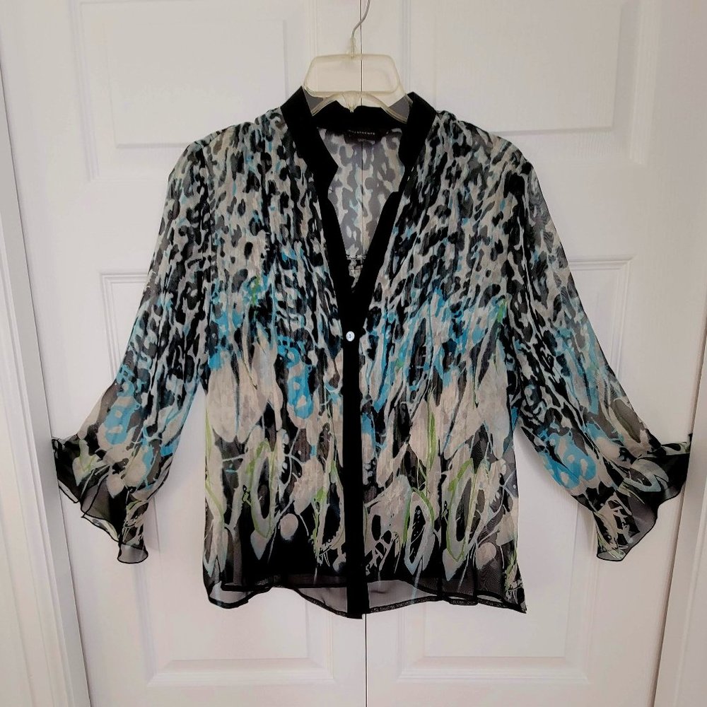 INVESTMENTS Two-Piece Set, Sheer Blouse and Stretch Tank, Sz M